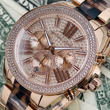 Michael Kors Wren Diamonds Rose Gold Dial Two Tone Steel Strap Watch for Women - MK6159