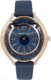 Buy Shop Swarovski Crystalline Aura Blue Dial Blue Leather Strap Watch for Women - 5519447 USA Online
