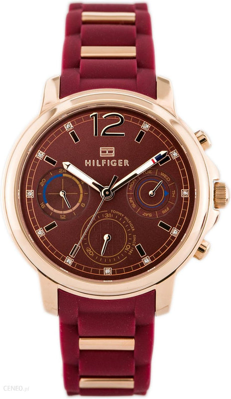 Buy Shop Tommy Hilfiger Claudia Red Dial Two Tone Steel Strap Watch for Women - 1781744 USA Online