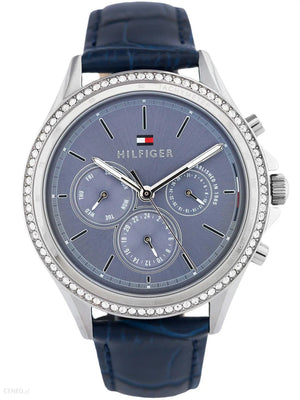 Buy Shop Tommy Hilfiger Ari Quartz Diamonds Blue Dial Blue Leather Strap Watch for Women - 1781979 USA Online