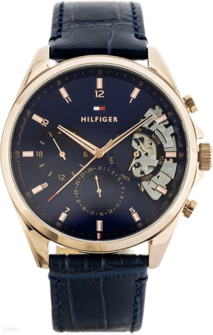 Buy Shop Tommy Hilfiger Baker Chronograph Quartz Blue Dial Blue Leather Strap Watch For Men - 1710451 USA Online