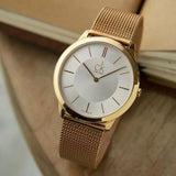 Buy Shop Calvin Klein Minimal White Dial Rose Gold Mesh Bracelet Watch for Men - K3M21626 USA Online