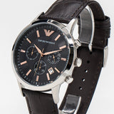 Buy Shop Emporio Armani Renato Chronograph Grey Dial Brown Leather Strap Watch For Men - AR2513 USA Online