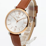 Buy Shop Fossil Jacqueline White Dial Brown Leather Strap Watch for Women - ES3842 USA Online