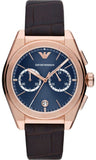 Buy Shop Emporio Armani Federico Chronograph Blue Dial Brown Leather Strap Watch For Men - AR11563 USA Online