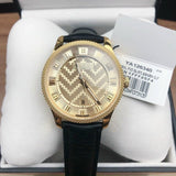 Buy Shop Gucci Eryx Automatic Chevron Gold Dial Black Leather Strap Watch For Men - YA126340 USA Online