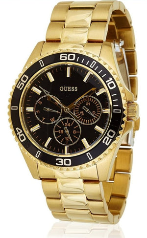 Buy Shop Guess Chaser Chronograph Black Dial Gold Steel Strap Watch for Men - W0170G2 USA Online