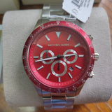 Buy Shop Michael Kors Layton Chronograph Red Dial Silver Steel Strap Watch For Men - MK8822 USA Online