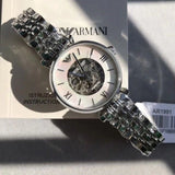 Buy Shop Emporio Armani Meccanico Mother of Pearl Dial Silver Steel Strap Watch For Women - AR1991 USA Online