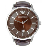 Emporio Armani Renato Classic Brown Dial Brown Leather Strap Watch For Men - AR2413