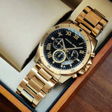 Buy Shop Michael Kors Brecken Chronograph Quartz Black Dial Gold Steel Strap Watch For Men - MK8481 USA Online
