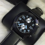 Marc Jacobs Larry Black Dial Black Leather Strap Watch for Men - MBM5054