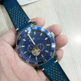 Buy Shop Fossil Crewmaster Sports Automatic Blue Dial Blue Leather Strap Watch for Men - ME3149 USA Online