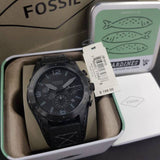 Buy Shop Fossil Nate Chronograph Black Dial Black Leather Strap Watch for Men - JR1510 USA Online