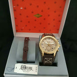 Buy Shop Fossil Nate Chronograph Gold Dial Brown Leather Strap Watch for Men - JR1495 USA Online