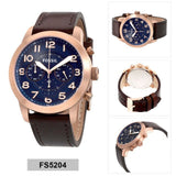 Buy Shop Fossil Pilot 54 Chronograph Blue Dial Brown Leather Strap Watch for Men - FS5204 USA Online
