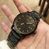 Buy Shop Fossil The Commuter Brown Dial Black Steel Strap Watch for Men - FS5277 USA Online