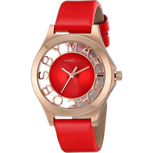 Buy Shop Marc Jacobs Henry Skeleton Red Dial Red Leather Strap Watch for Women - MBM1338 USA Online