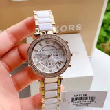 Buy Shop Michael Kors Parker White Dial Two Tone Steel Strap Watch for Women - MK6119 USA Online