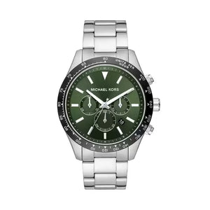 Buy Shop Michael Kors Layton Chronograph Green Dial Silver Steel Strap Watch For Men - MK8912 USA Online