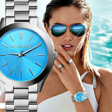 Buy Shop Michael Kors Runway Blue Dial Silver Steel Strap Watch for Women - MK3292 USA Online