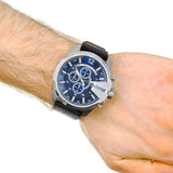 Buy Shop Diesel Mega Chief Chronograph Blue Dial Black Leather Strap Watch For Men - DZ4423 USA Online