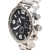 Buy Shop Fossil Nate Chronograph Black Dial Silver Steel Strap Watch for Men - JR1353 USA Online
