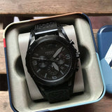 Buy Shop Fossil Nate Chronograph Black Dial Black Leather Strap Watch for Men - JR1510 USA Online
