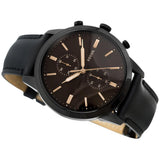 Buy Shop Fossil Goodwin Chronograph Black Dial Black Leather Strap Watch for Men - FS5585 USA Online