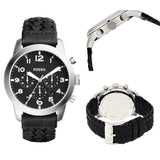 Buy Shop Fossil Pilot 54 Chronograph Black Dial Black Leather Strap Watch for Men - FS5181 USA Online