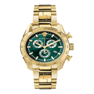Buy Shop Versace V-Ray Chronograph Quartz Green Dial Gold Steel Strap Watch For Men - VE2I00621 USA Online
