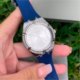 Buy Shop Guess Cosmo Diamonds Silver Dial Blue Rubber Strap Watch for Women - GW0034L5 USA Online