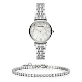 Buy Shop Emporio Armani Gianni T Bar White Marble Dial Silver Steel Strap Watch For Women - AR11170 USA Online