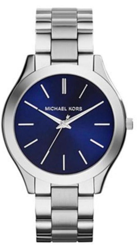Buy Shop Michael Kors Slim Runway Quartz Blue Dial Silver Steel Strap Watch For Women - MK3379 USA Online