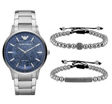 Buy Shop Emporio Armani Renato Automatic Blue Dial Silver Steel Strap Watch For Men - AR60037 USA Online