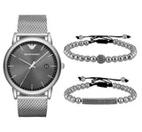 Buy Shop Emporio Armani Luigi Quartz Grey Dial Silver Mesh Bracelet Watch For Men - AR11069 USA Online