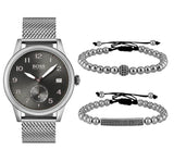 Buy Shop Hugo Boss Legacy Grey Dial Silver Mesh Bracelet Watch for Men - 1513673 USA Online