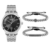 Buy Shop Hugo Boss Officer Black Dial Silver Steel Strap Watch for Men - 1513614 USA Online