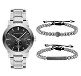 Burberry The City Black Dial Silver Steel Strap Watch for Men - BU9901