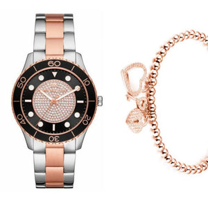 Buy Shop Michael Kors Runway Quartz Black Dial Two Tone Steel Strap Watch For Women - MK6960 USA Online