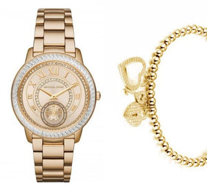 Buy Shop Michael Kors Madelyn Quartz Gold Dial Gold Steel Strap Watch For Women - MK6287 USA Online