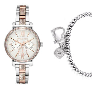 Buy Shop Michael Kors Sofie Chronograph White Dial Two Tone Steel Strap Watch For Women - MK4353 USA Online