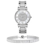 Buy Shop Michael Kors Catlin Silver Dial Silver Steel Strap Watch for Women - MK3355 USA Online