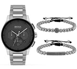 Buy Shop Hugo Boss Peak Black Dial Silver Steel Strap Watch for Men - 1513762 USA Online