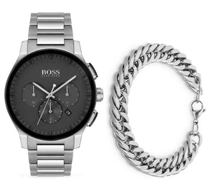 Buy Shop Hugo Boss Peak Black Dial Silver Steel Strap Watch for Men - 1513762 USA Online