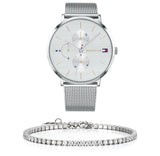 Tommy Hilfiger Jenna Quartz Silver Dial Silver Mesh Bracelet Watch For Women - 1781942