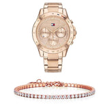 Tommy Hilfiger Haven Chronograph Rose Gold Dial Rose Gold Steel Strap Watch For Women - 1782197