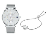 Tommy Hilfiger Jenna Quartz Silver Dial Silver Mesh Bracelet Watch For Women - 1781942