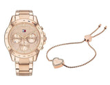 Tommy Hilfiger Haven Chronograph Rose Gold Dial Rose Gold Steel Strap Watch For Women - 1782197