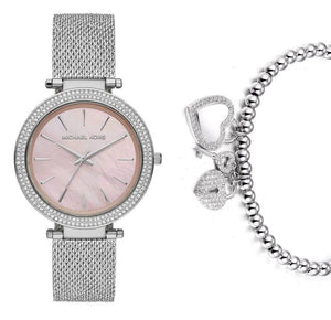 Buy Shop Michael Kors Darci Analog Pink Dial Silver Mesh Bracelet Watch For Women - MK4518 USA Online
